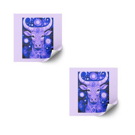 Taurus Stickers: Lila Set von Taurus-Sonnenaufkleb Quadratischer Aufkleber