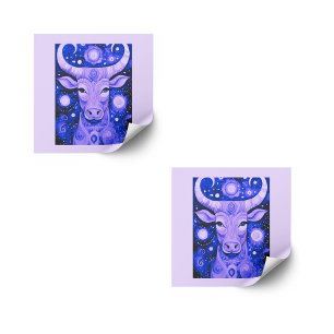 Taurus Stickers: Lila Set von Taurus-Sonnenaufkleb Quadratischer Aufkleber
