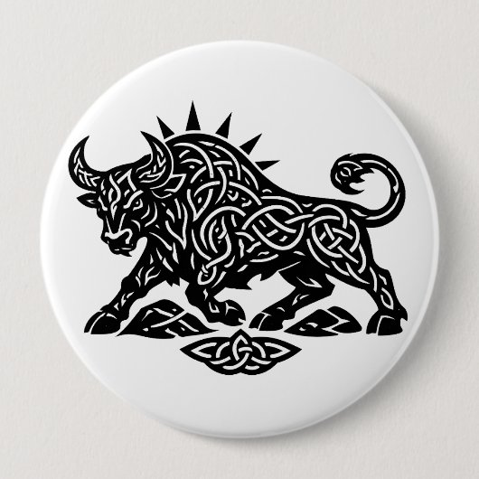 Taurus Stier Sigil — Erdgebundene Zodiac-Tintearbe Button (Vorderseite)