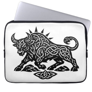 Taurus-Stier-Sigil — erdgebundene Zodiac-Tintearbe Laptopschutzhülle