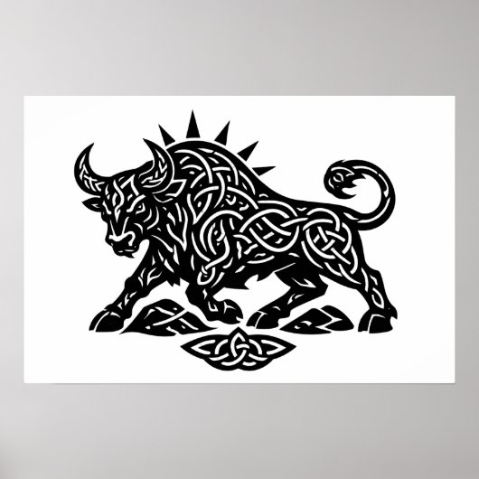 Taurus-Stier-Sigil — erdgebundene Zodiac-Tintearbe Poster (Vorne)