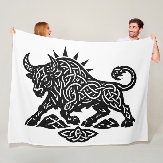 Taurus Stier Sigil — Erdgebundene Zodiak-Tintearbe Fleecedecke (Beispiel)