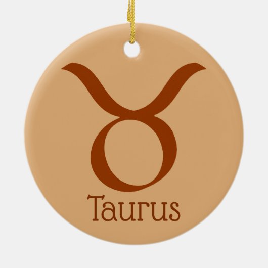 Taurus Sun Sign Zodiac Symbol Keramik Ornament (Hinten)