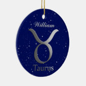 Taurus Sun Zeichen mit Name Keramik Ornament (Rechts)