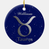 Taurus Sun Zeichen mit Name Keramik Ornament (Hinten)