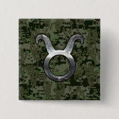 Taurus-Symbol auf Olive Green Digital-Camouflage Button (Vorderseite)