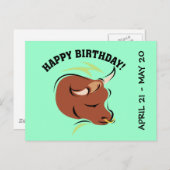 Taurus the Bull Artistic Zodiac Sign Illustration Postkarte (Vorne/Hinten)