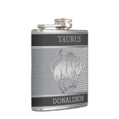 Taurus the Bull in Black and Silver Mesh Flachmann (Rechts)