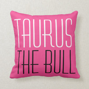 Taurus The Bull Typografie Initials Zodiac Pink Kissen