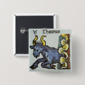 Taurus the Bull, Vintage Zeichen des Göttlichen Button (Vorne & Hinten)