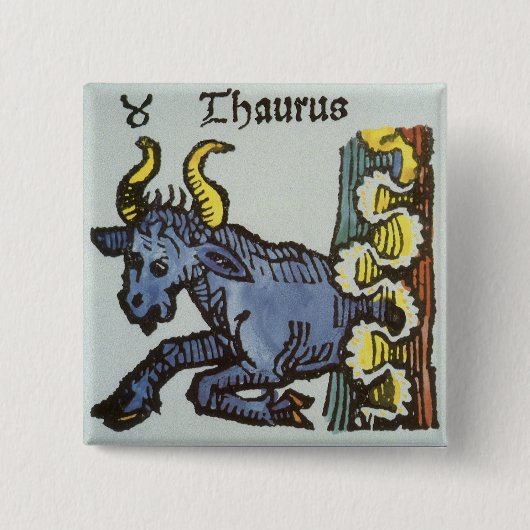 Taurus the Bull, Vintage Zeichen des Göttlichen Button (Vorderseite)