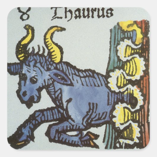 Taurus the Bull, Vintage Zeichen des Göttlichen Quadratischer Aufkleber (Vorderseite)