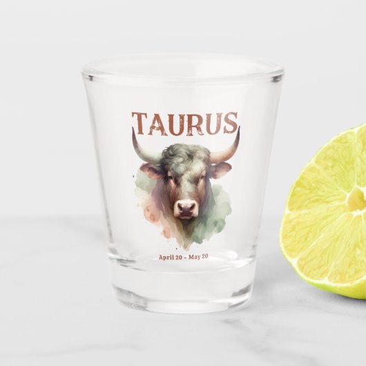 Taurus The Bull Watercolor Zodiac Sign Birthday Schnapsglas (Vorderseite)