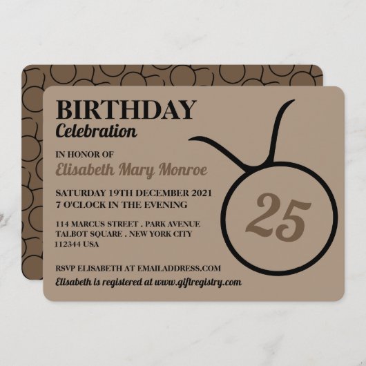 Taurus, The Bull, Zodiac Star Sign, Geburtstag Einladung (Vorne/Hinten)