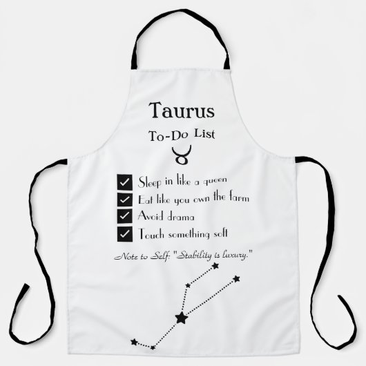Taurus-To-Do-List Schürze (Vorderseite)