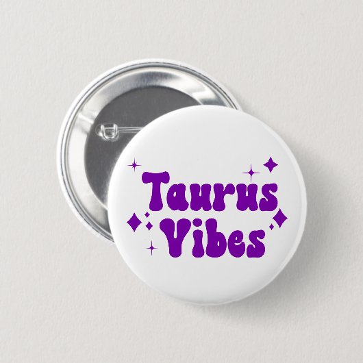 Taurus Vibes Zodiac Astrologie Lila Stars Button (Vorne & Hinten)