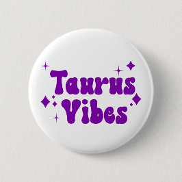 Taurus Vibes Zodiac Astrologie Lila Stars Button