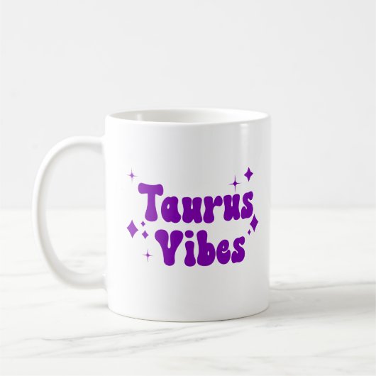 Taurus Vibes Zodiac Astrologie Lila Stars Kaffee Kaffeetasse (Links)