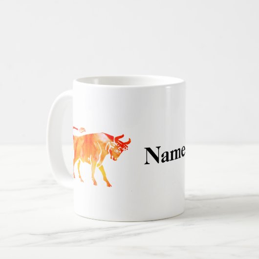 Taurus Wasserfarbe Kunst Kaffeetasse (Vorderseite Links)