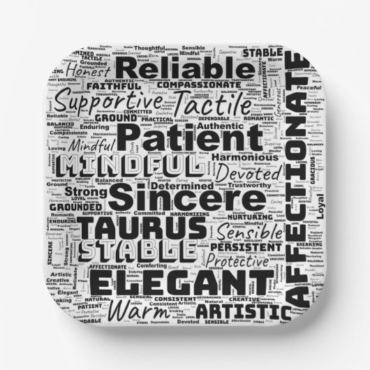Taurus Word Cloud Inspiration Pappteller (Vorderseite)