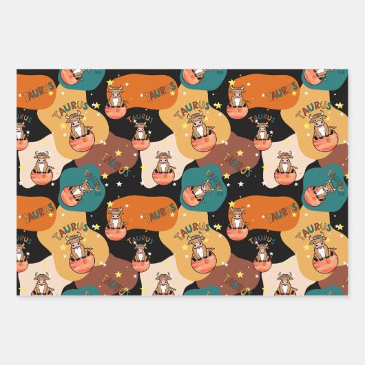 Taurus Wrapping Paper Flat Sheet Set 3 Geschenkpapier Set (Vorderseite)