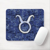 Taurus-Zeichen auf Navy Blue Digital Camouflage Mousepad (Mit Mouse)