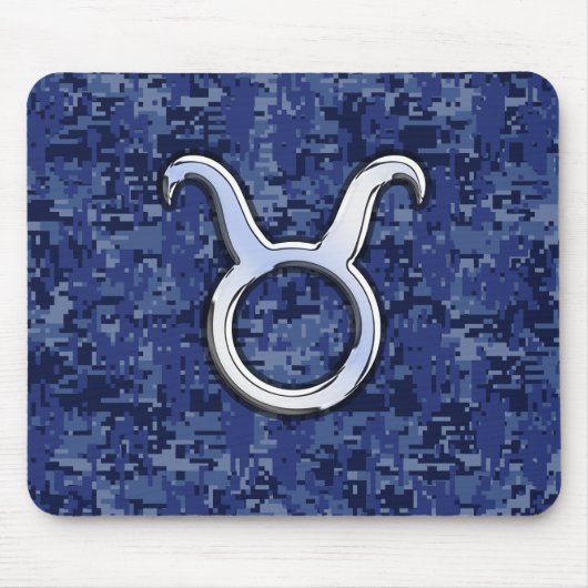 Taurus-Zeichen auf Navy Blue Digital Camouflage Mousepad (Vorne)