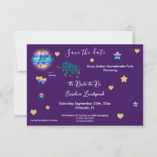 Taurus Zeichen & Disco-Kugel Junggesellinnenabschi Save The Date
