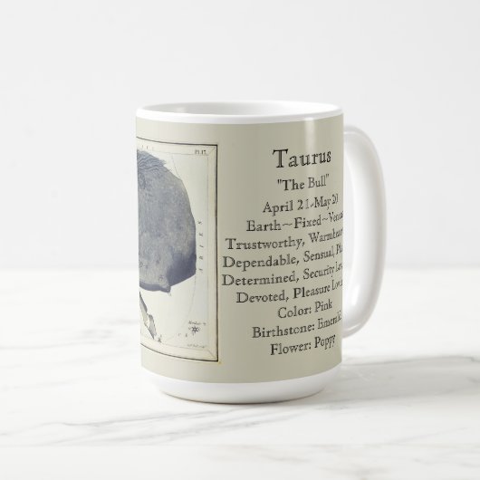 Taurus Zodiac Antique Astronomisches Diagramm Kaffeetasse (VorderseiteRechts)