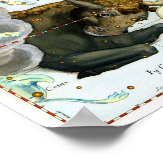 Taurus Zodiac Antique Star Chart Poster (Ecke)