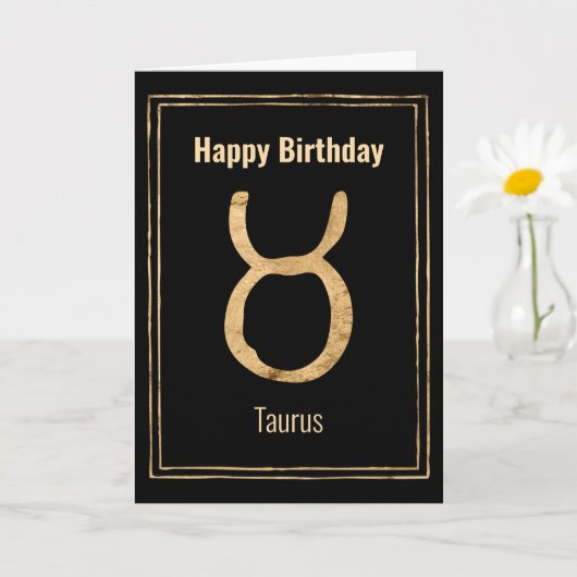 Taurus zodiac Astrologie Gold Happy Birthday Karte (Kleine Pflanze)
