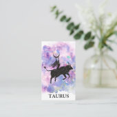 *~* TAURUS Zodiac Astrologie Lesen Blue Pink Visitenkarte (Stehend Vorderseite)