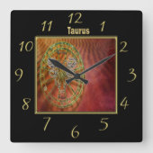 Taurus Zodiac Astrology design Horoscope Quadratische Wanduhr (Vorderseite)