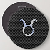 Taurus Zodiac auf Holzkohlefaser Print Button (Vorne & Hinten)