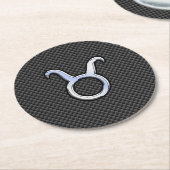 Taurus Zodiac auf Holzkohlefaser Print Runder Pappuntersetzer (Angewinkelt)