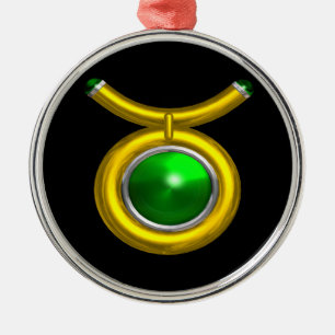 TAURUS ZODIAC BIRTHDAY JEWEL GREEN EMERALD Gold Ornament Aus Metall