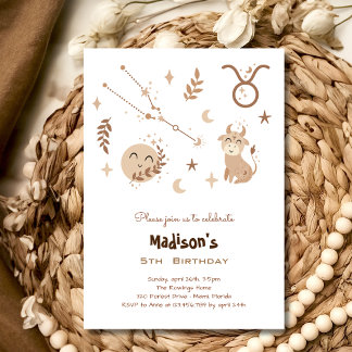 Taurus zodiac boho Kindergeburtstag Einladung