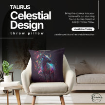 Taurus Zodiac Celestial Design Throw Kissen