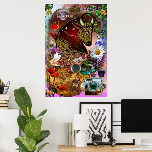 Taurus Zodiac Collage Poster (Heimbüro)