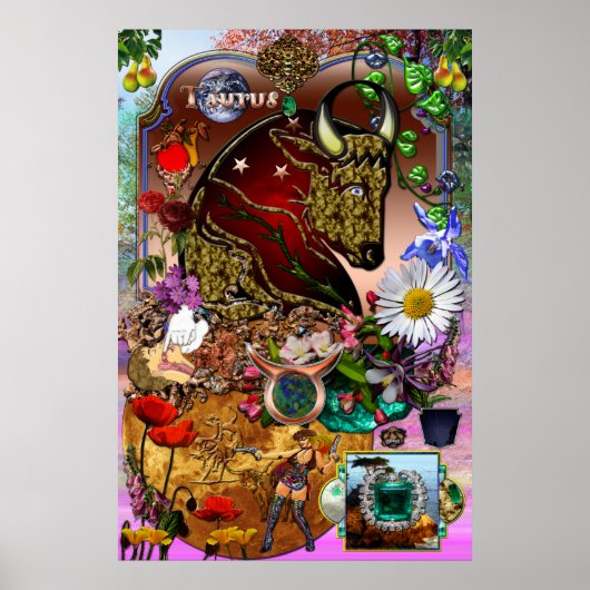Taurus Zodiac Collage Poster (Vorne)