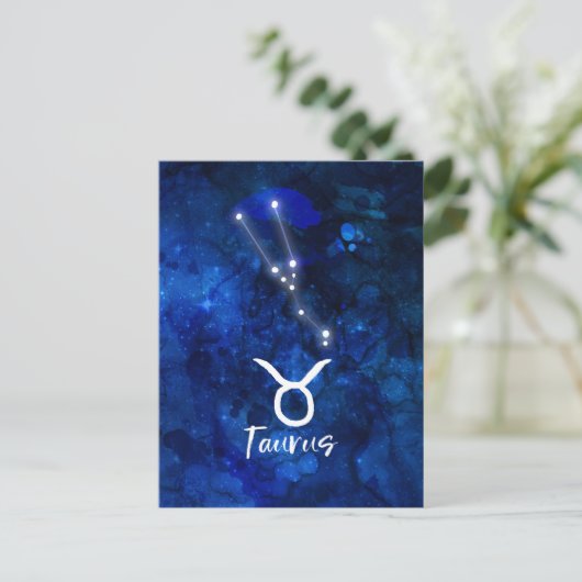 Taurus Zodiac Constellation Blue Galaxy Celestial Postkarte (Stehend Vorderseite)