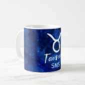 Taurus Zodiac Constellation Blue Galaxy Monogram Kaffeetasse (Vorderseite Links)