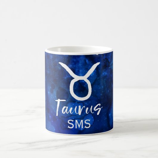 Taurus Zodiac Constellation Blue Galaxy Monogram Kaffeetasse (Mittel)