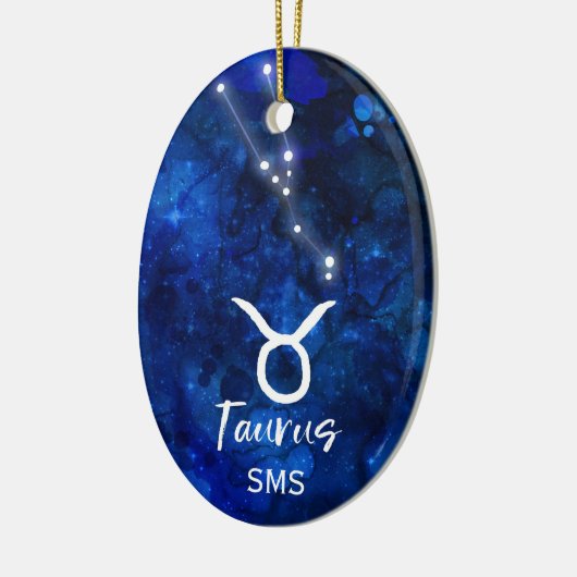 Taurus Zodiac Constellation Blue Galaxy Monogram Keramik Ornament (Links)