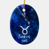 Taurus Zodiac Constellation Blue Galaxy Monogram Keramik Ornament (Vorne)