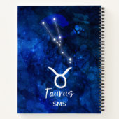 Taurus Zodiac Constellation Blue Galaxy Monogram Notizblock (Rückseite)