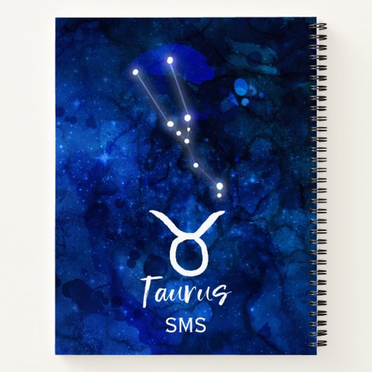 Taurus Zodiac Constellation Blue Galaxy Monogram Notizblock (Rückseite)