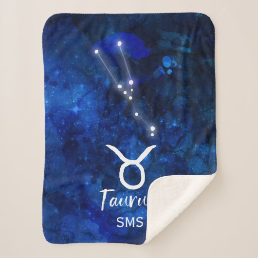 Taurus Zodiac Constellation Blue Galaxy Monogram Sherpadecke (Vorderseite)