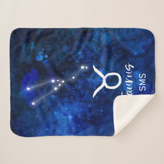 Taurus Zodiac Constellation Blue Galaxy Monogram Sherpadecke (Vorderseite (Horizontal))