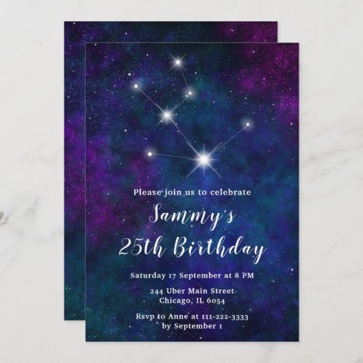 Taurus Zodiac Constellation Geburtstagsparty Einladung (Vorne/Hinten)